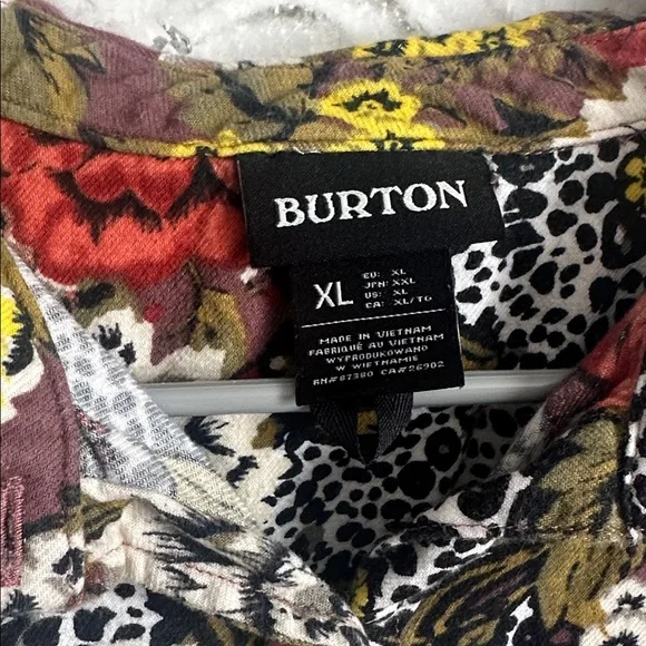 Burton Multicolor Floral leopard button down - Picture 3 of 6